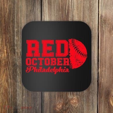Red October Philadelphia Skyline Retro Philly Cityscap Coaster
