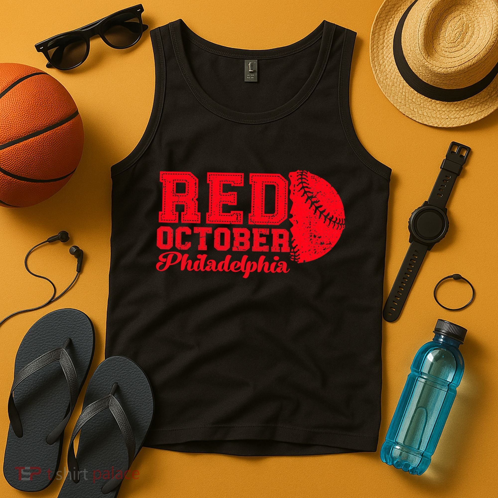 Red October Philadelphia Skyline Retro Philly Cityscap Tank Top