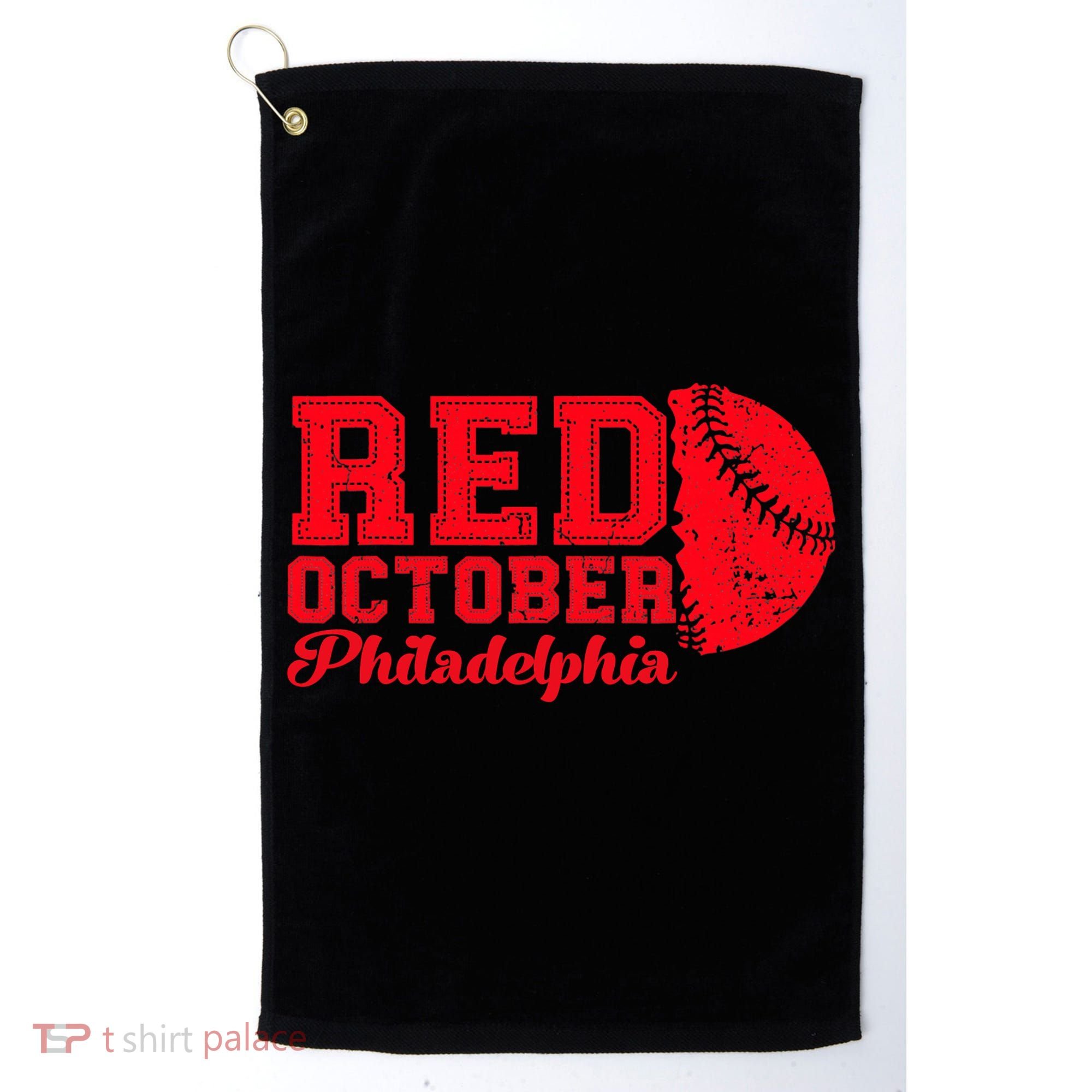 Red October Philadelphia Skyline Retro Philly Cityscap Golf Towel