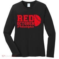 Red October Philadelphia Skyline Retro Philly Cityscap Women's Long Sleeve Shirt thumb 0