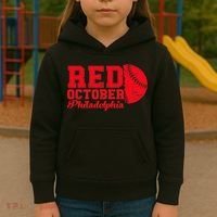 Red October Philadelphia Skyline Retro Philly Cityscap Kids Hoodie thumb 3