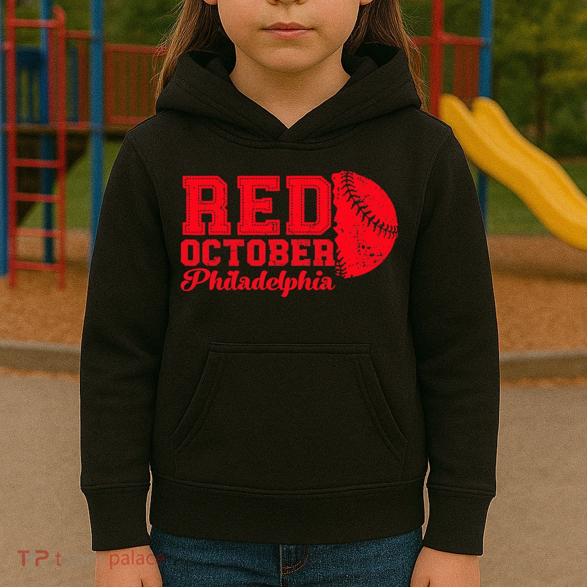 Red October Philadelphia Skyline Retro Philly Cityscap Kids Hoodie