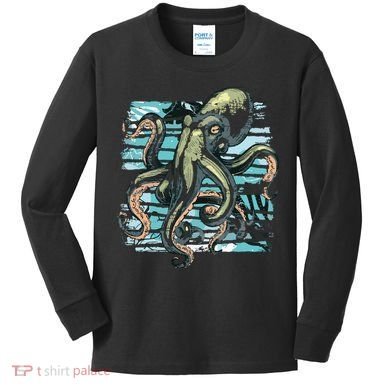 Retro Octopus Kids Long Sleeve Shirt