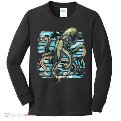 Retro Octopus Kids Long Sleeve Shirt