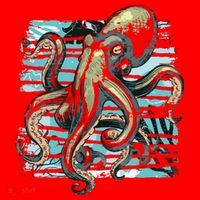 Retro Octopus Santa Hat thumb 1