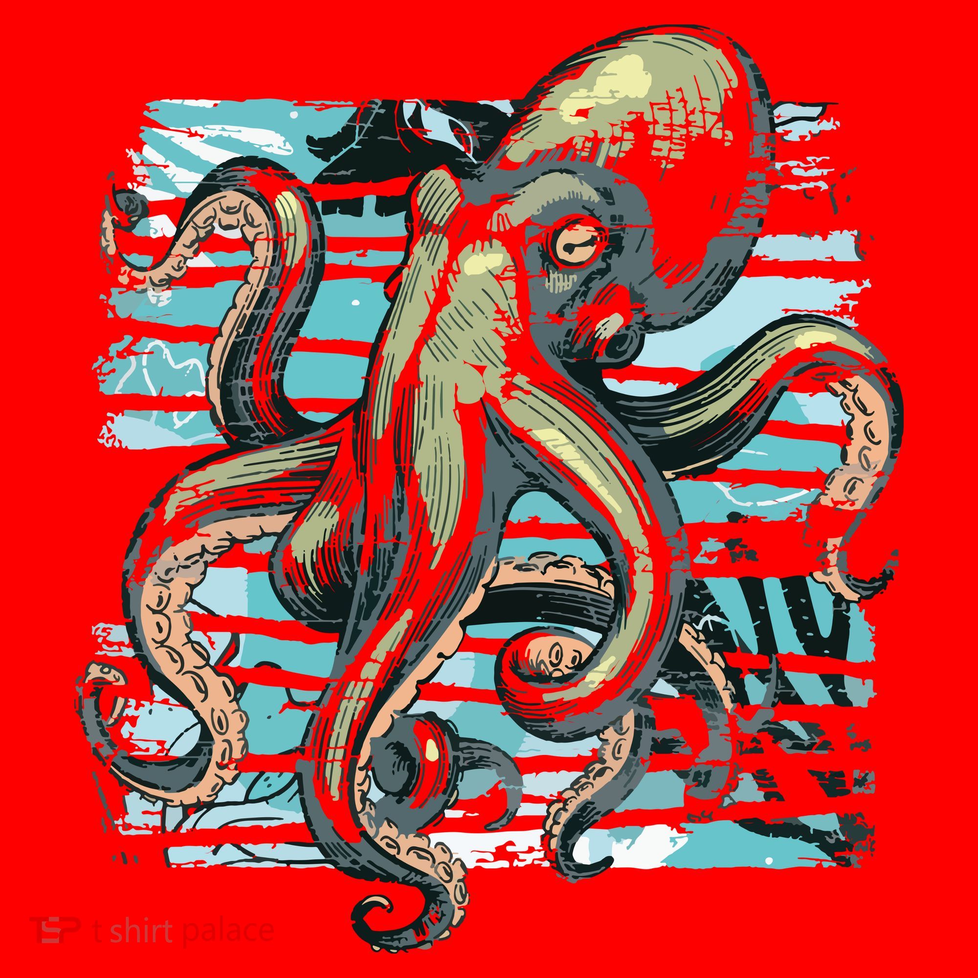 Retro Octopus Santa Hat