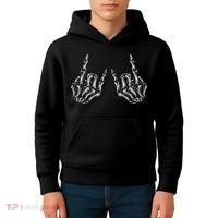 Rock On Rock Star Skeleton Hands Kids Hoodie thumb 4