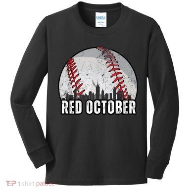Red October Retro Vintage Kids Long Sleeve Shirt