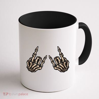 Rock On Rock Star Skeleton Hands Rock And Roll Music Vibes Meaningful Gift Coffee Mug back