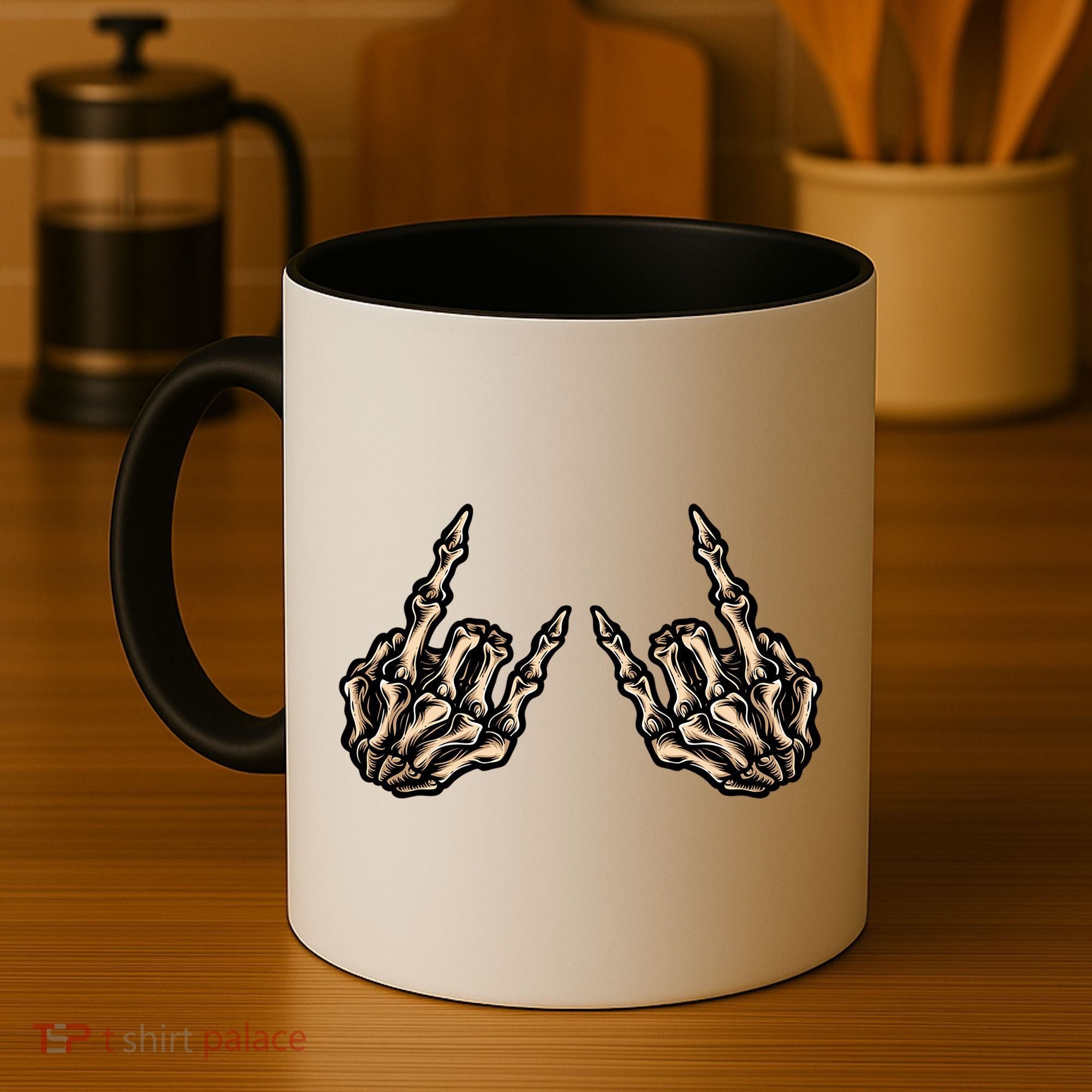 Rock On Rock Star Skeleton Hands Rock And Roll Music Vibes Meaningful Gift Coffee Mug