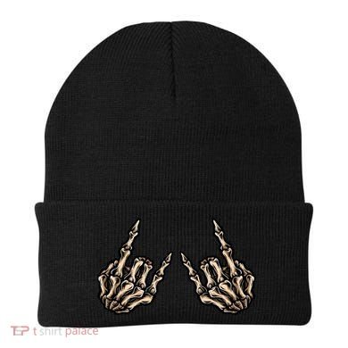 Rock On Rock Star Skeleton Hands Rock And Roll Music Vibes Meaningful Gift Beanie
