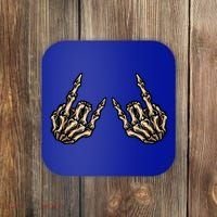 Rock On Rock Star Skeleton Hands Rock And Roll Music Vibes Meaningful Gift Coaster thumb 0