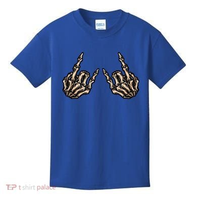 Rock On Rock Star Skeleton Hands Rock And Roll Music Vibes Meaningful Gift Kids T-Shirt