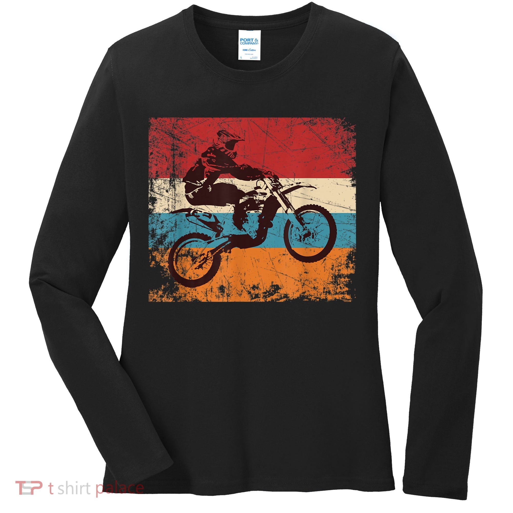 Retro Off Road Motorcycle Motocross Enduro Women's Long Sleeve Shirt