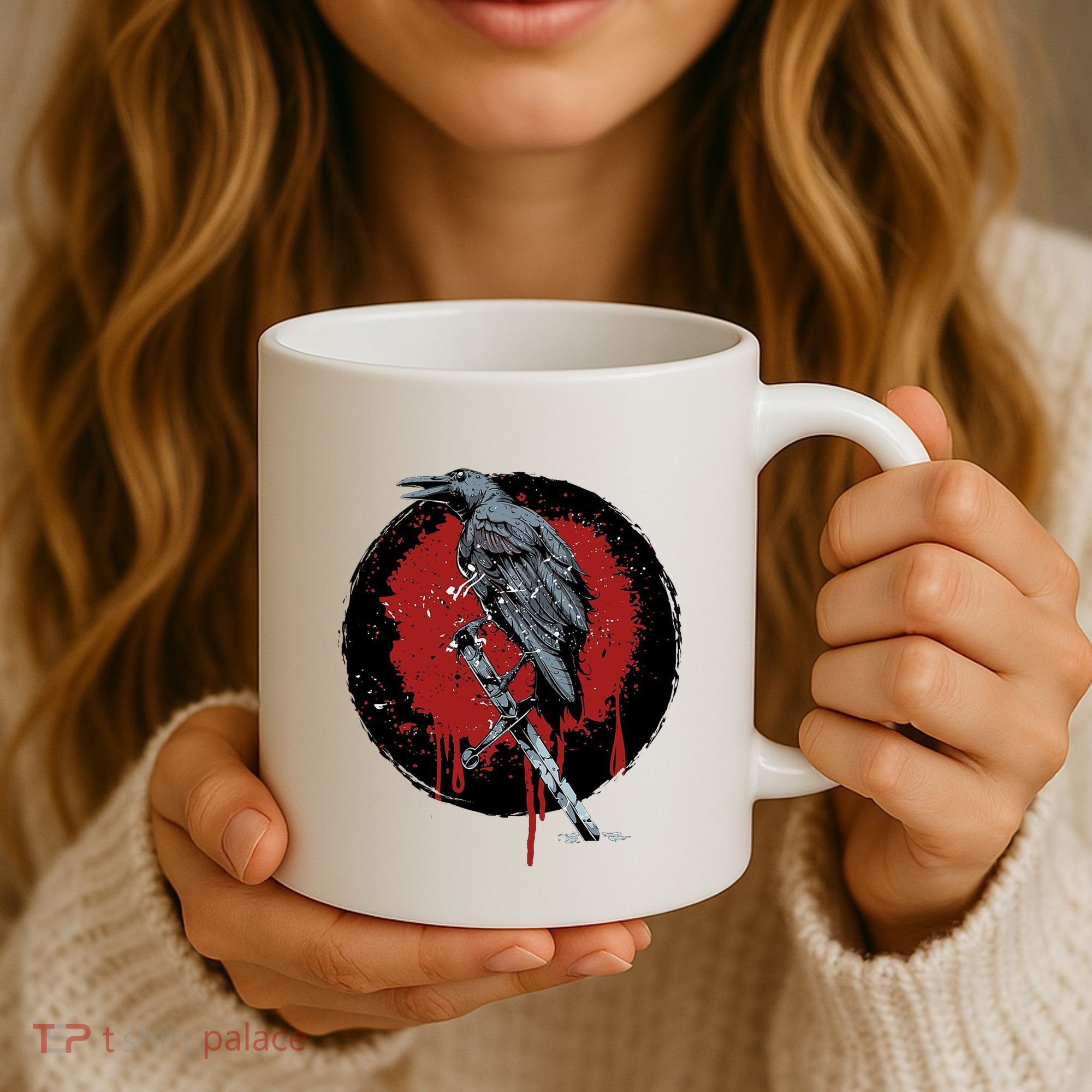 Raven On Sword Coffee Mug