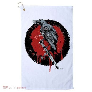 Raven On Sword Golf Towel