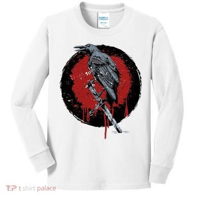 Raven On Sword Kids Long Sleeve Shirt