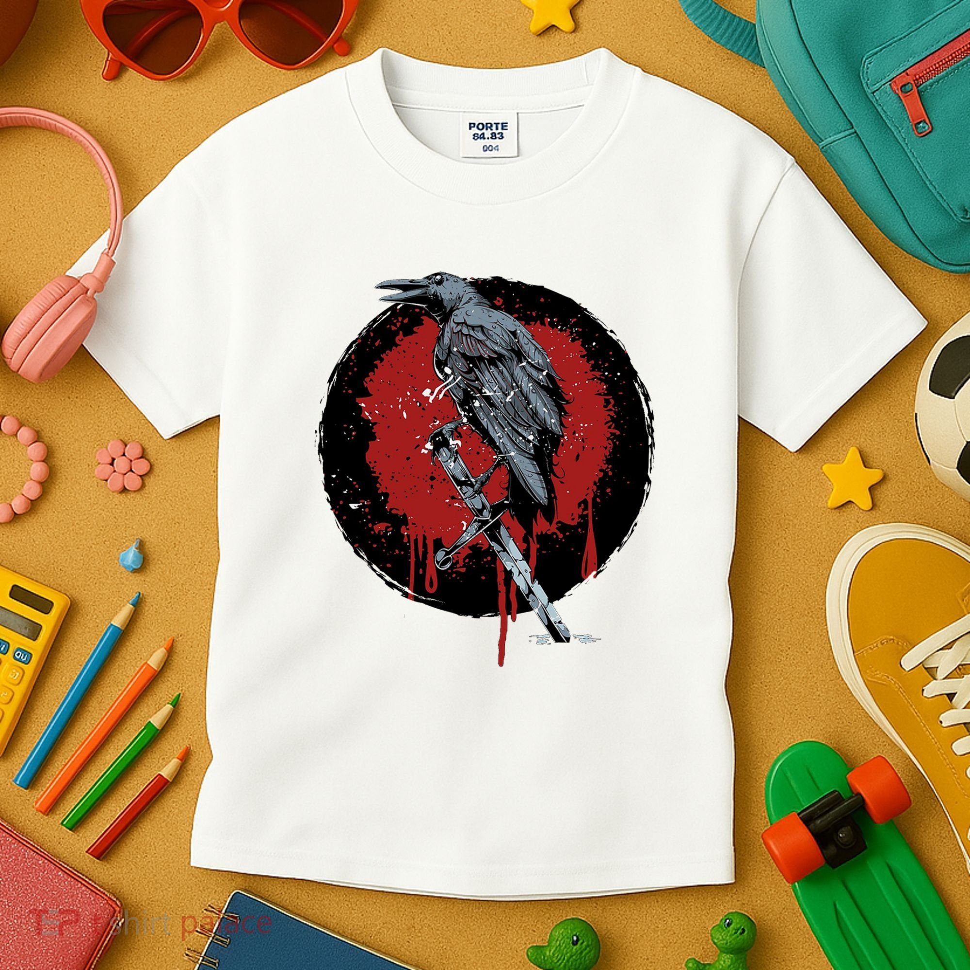 Raven On Sword Kids T-Shirt