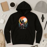 Rock On Sasquatch Rock And Roll Bigfoot Electric Guitar Hoodie thumb 3