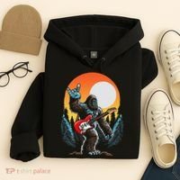 Rock On Sasquatch Rock And Roll Bigfoot Electric Guitar Hoodie thumb 4
