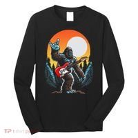 Rock On Sasquatch Rock And Roll Bigfoot Electric Guitar Long Sleeve Shirt thumb 0