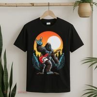 Rock On Sasquatch Rock And Roll Bigfoot Electric Guitar T-Shirt thumb 2