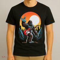 Rock On Sasquatch Rock And Roll Bigfoot Electric Guitar T-Shirt thumb 3