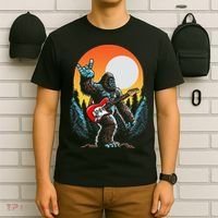Rock On Sasquatch Rock And Roll Bigfoot Electric Guitar T-Shirt thumb 6