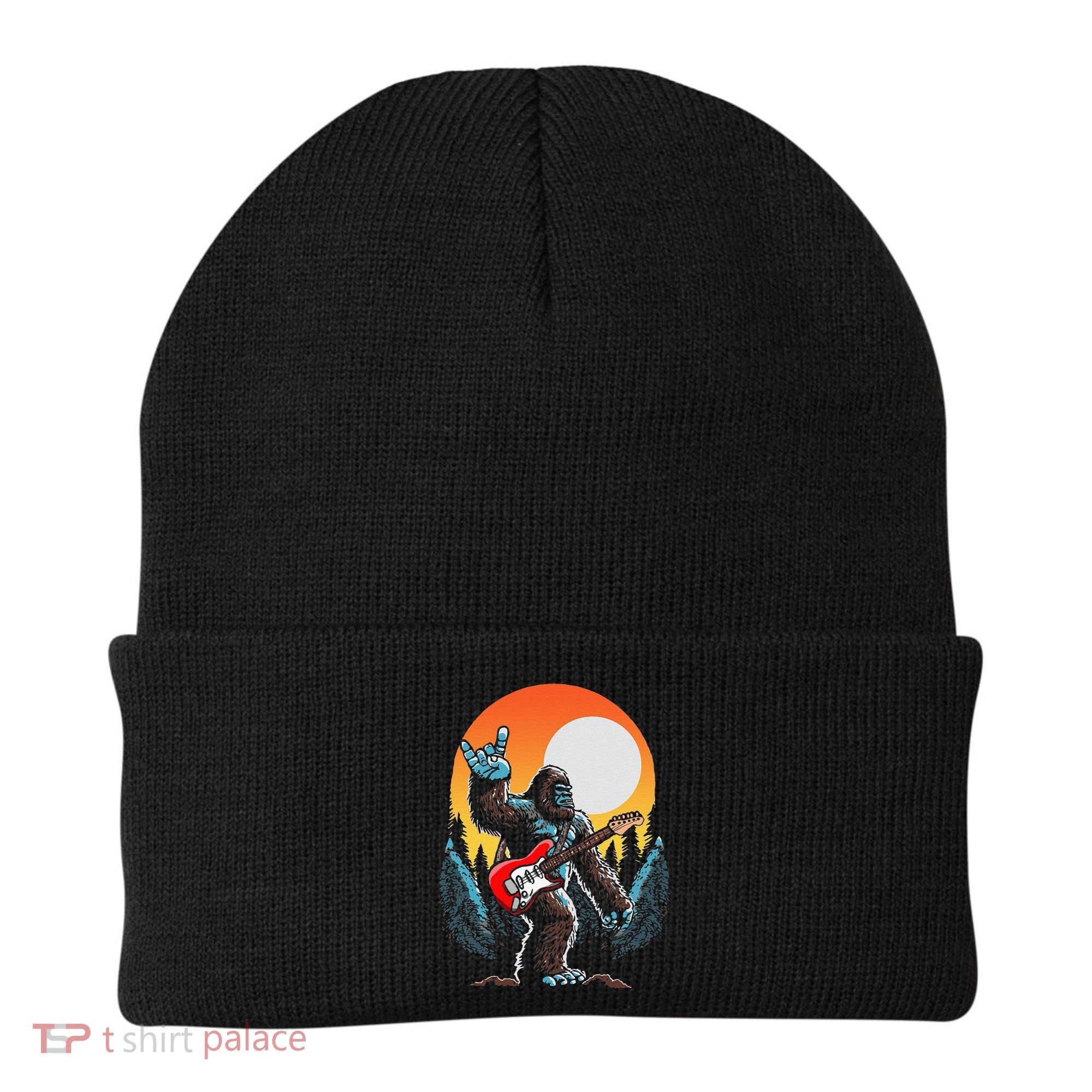 Rock On Sasquatch Rock And Roll Bigfoot Electric Guitar Beanie