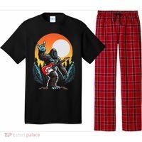 Rock On Sasquatch Rock And Roll Bigfoot Electric Guitar Pajama Set thumb 0