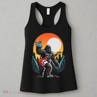 Rock On Sasquatch Rock And Roll Bigfoot Electric Guitar Women's Tank Top thumb 3