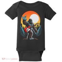 Rock On Sasquatch Rock And Roll Bigfoot Electric Guitar Baby Bodysuit thumb 0