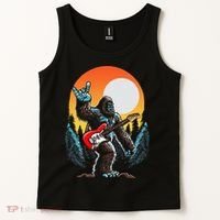 Rock On Sasquatch Rock And Roll Bigfoot Electric Guitar Tank Top thumb 2