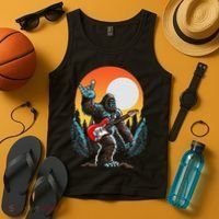 Rock On Sasquatch Rock And Roll Bigfoot Electric Guitar Tank Top thumb 4
