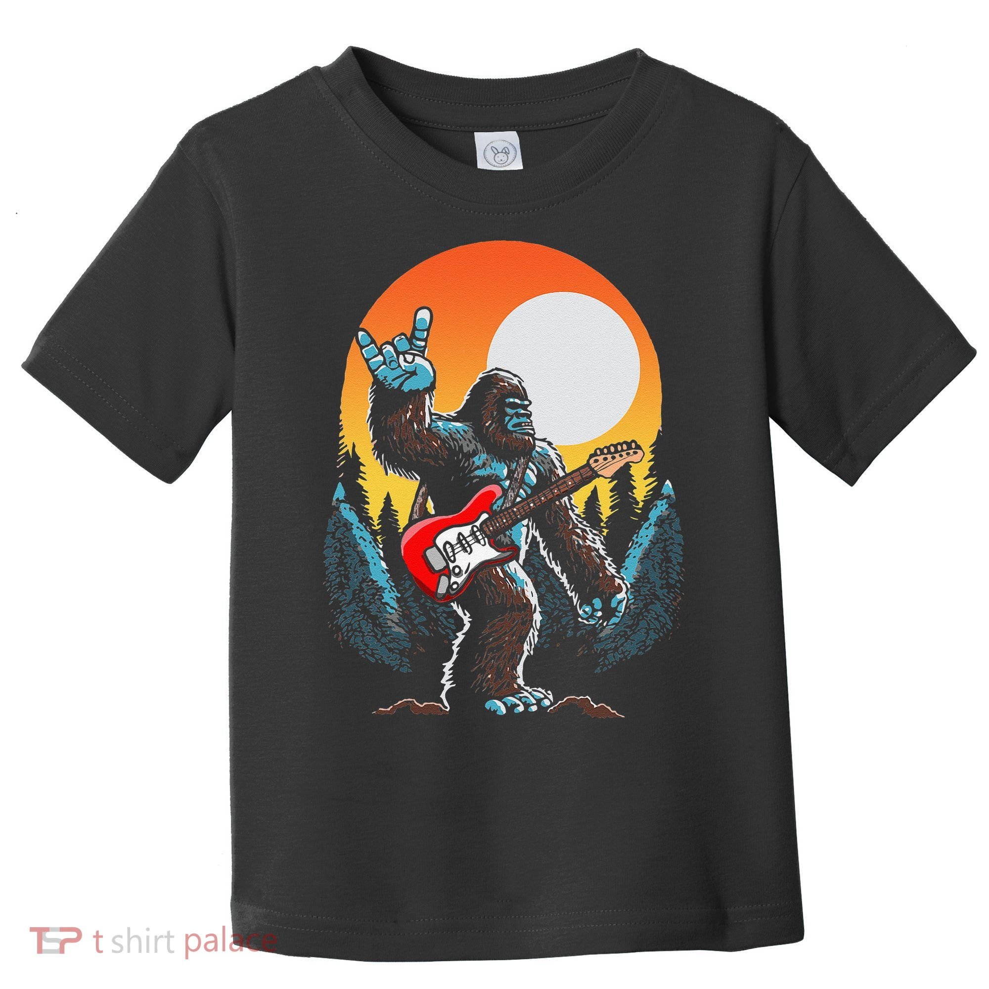 Rock On Sasquatch Rock And Roll Bigfoot Electric Guitar Toddler T-Shirt