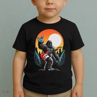 Rock On Sasquatch Rock And Roll Bigfoot Electric Guitar Toddler T-Shirt thumb 2