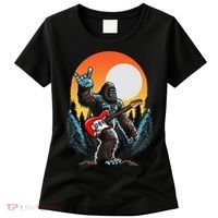 Rock On Sasquatch Rock And Roll Bigfoot Electric Guitar Women's T-Shirt thumb 0