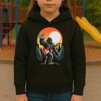 Rock On Sasquatch Rock And Roll Bigfoot Electric Guitar Kids Hoodie thumb 3