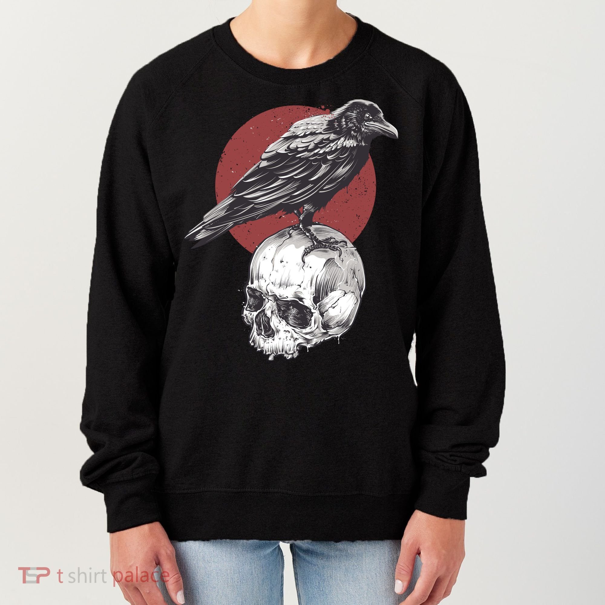Raven On Skull Women's Sweatshirt