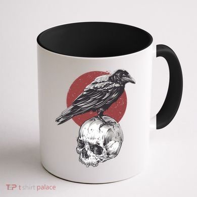 Raven On Skull Coffee Mug back
