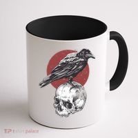 Raven On Skull Coffee Mug thumb 1