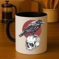 Raven On Skull Coffee Mug thumb 4