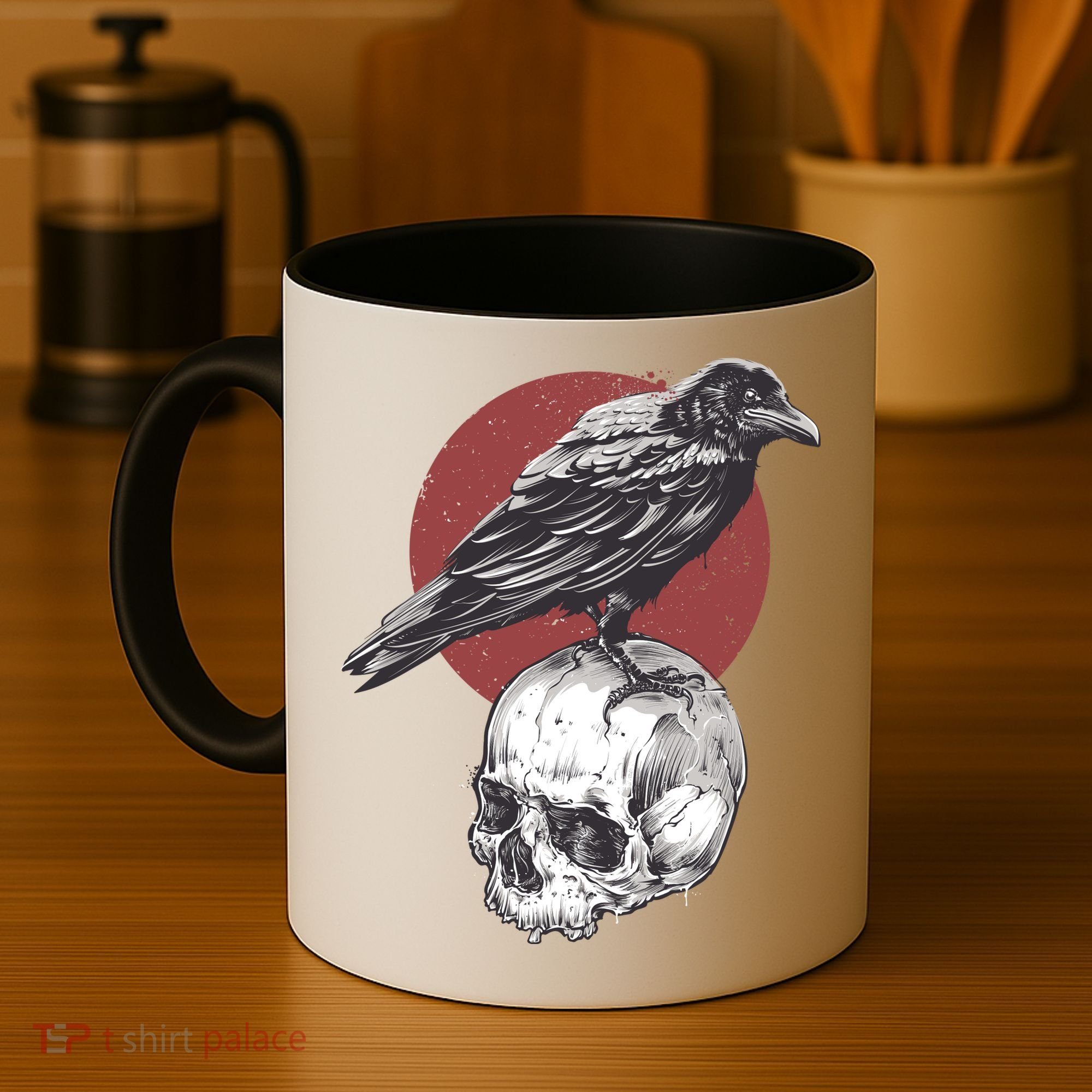 Raven On Skull Coffee Mug