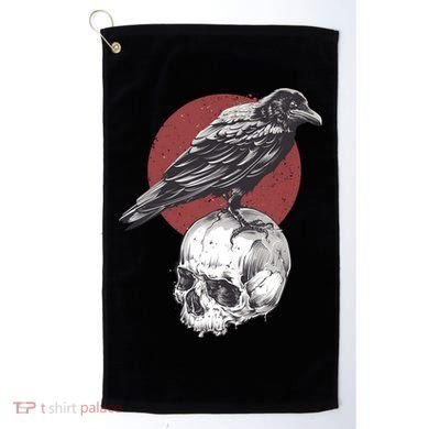 Raven On Skull Golf Towel
