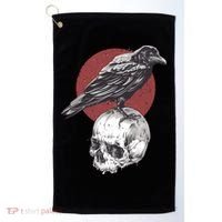 Raven On Skull Golf Towel thumb 0