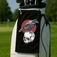 Raven On Skull Golf Towel thumb 2