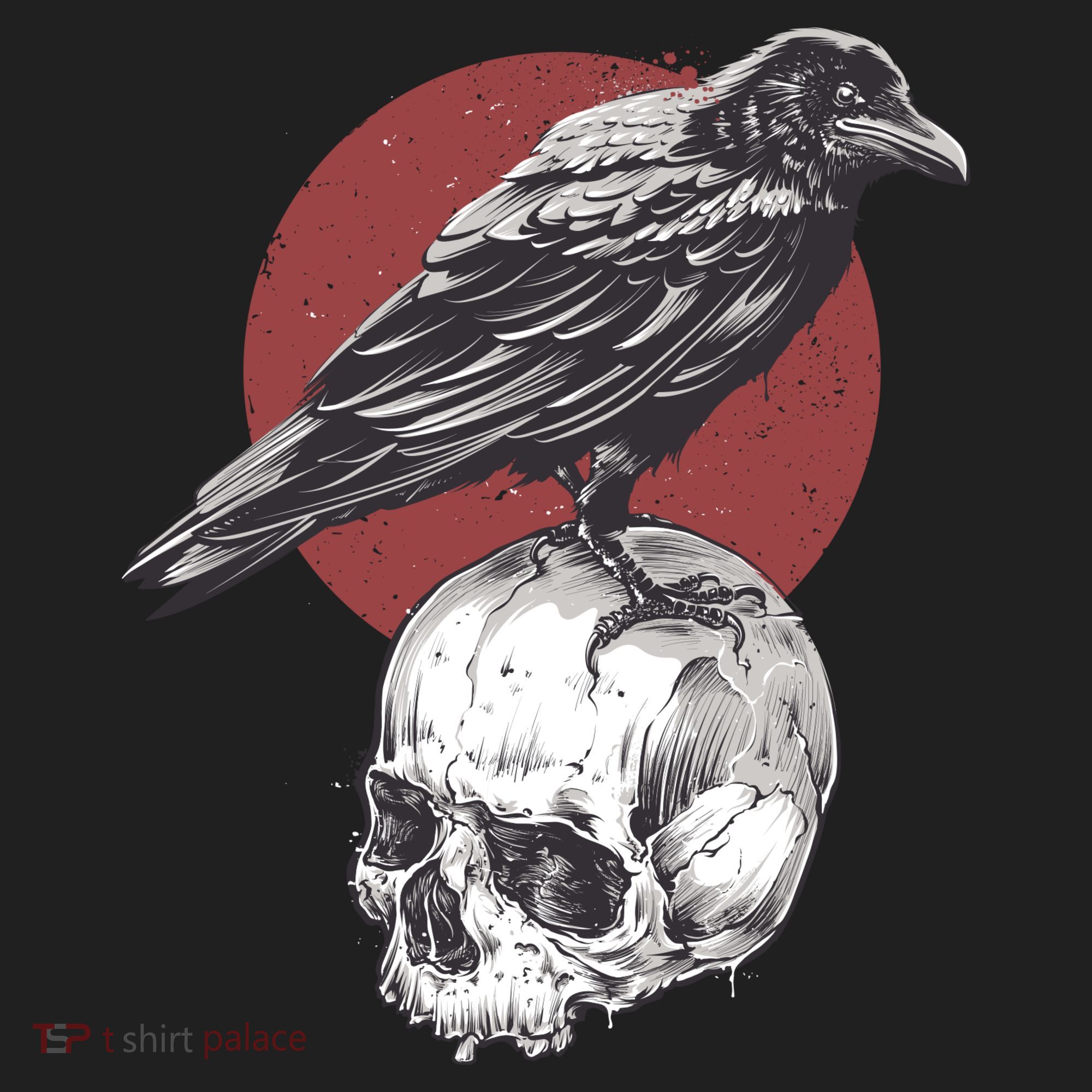 Raven On Skull Golf Towel