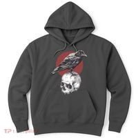 Raven On Skull Hoodie thumb 0