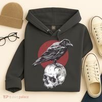 Raven On Skull Hoodie thumb 4