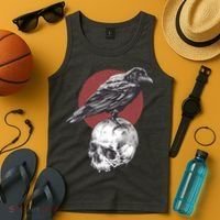 Raven On Skull Tank Top thumb 4
